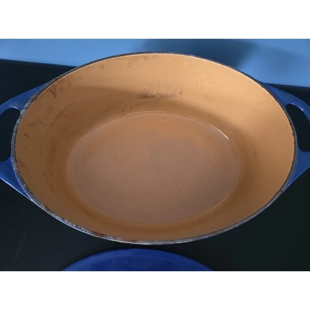 Vtg Cousance / Le Creuset France Blue Enameled Cast Iron Dutch Oven‎ #28 W/Lid